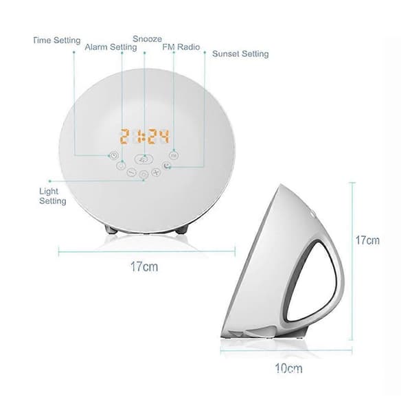 Wake-up Light Alarm Clock - Sunset & Sunrise Simulation, Daylight Alarm with 2 Alarms, 10 Brightness Levels, Snooze Function