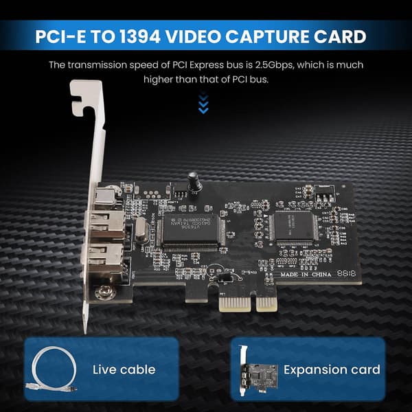 PCI-e PCI Express Firewire-kort, IEEE 1394 Controllerkort med Firewire-kabel, til video, audio Tr