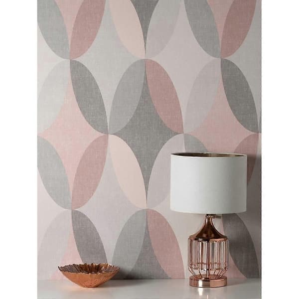 Crown Kirby Oval Geometrisk Rosa Tapet (FMY)