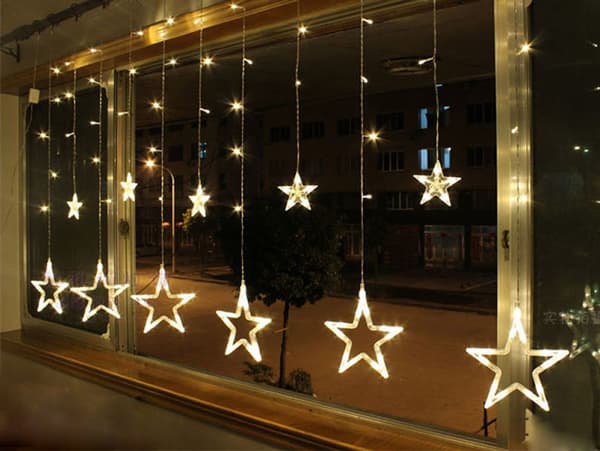 LED-lyskæde 12 stjerner gardin LED-lysgardin jul