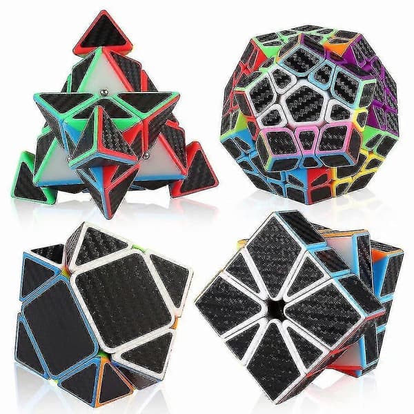Kulfiber Speed Cube Sæt 3x3 Pyraminx Megaminx 3x3x3 Skewb Square-1 Speed Cube Pakke (FMY)