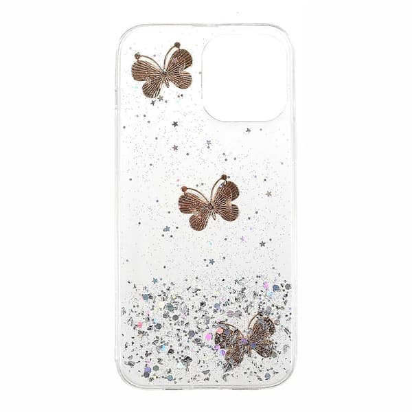 Glitter Sparkle 3D Sommerfuglemønster Epoxy Blødt TPU Telefoncover til iPhone 13 mini 5.4 tommer