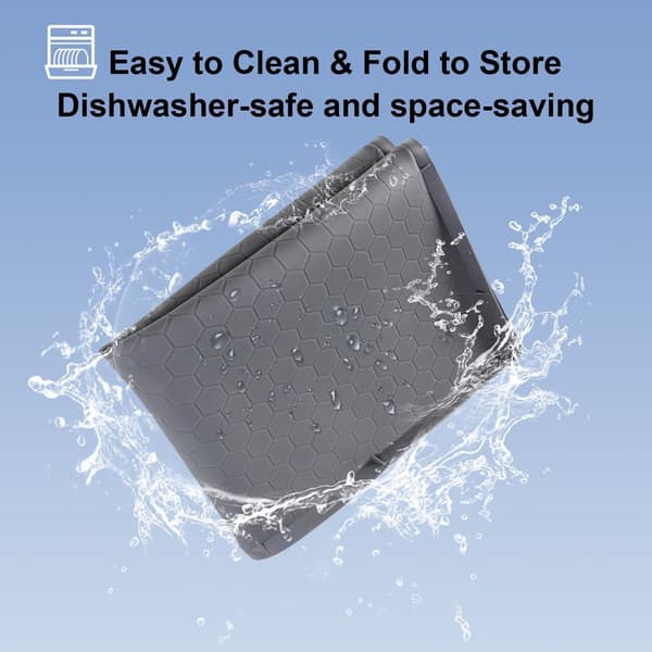 Under Sink Mat, Waterproof Silicone Mat with Raised Edge and Drain Hole for Kitchen and Bathroom Cabinets, Grey, 86 x 55 cm