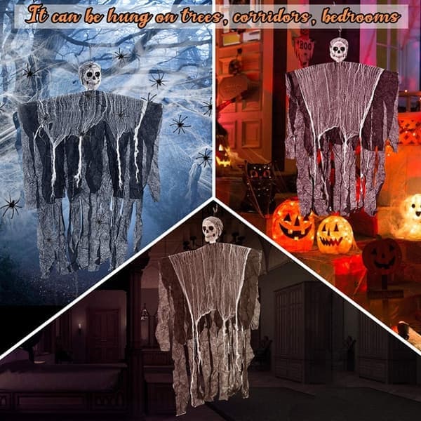Halloween Hanging Skulls for Haunted Houses and Spooky Decorations Black