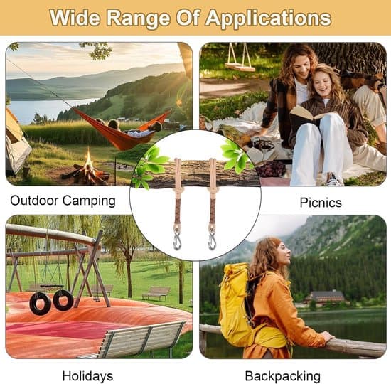 Tree Swing Mount - 2 Pieces - 60 cm - Hammock - Hanging Rope - Adjustable - Hanging Chair - Strap with Carabiner - Tree Swing - Suspension