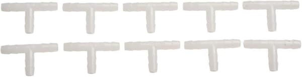 Säker PE Akvarieadapter Luftpumpslangkoppling, T Diameter 10PCS Vit Lämplig för Flera Storlekar, 4~8mm (4mm)