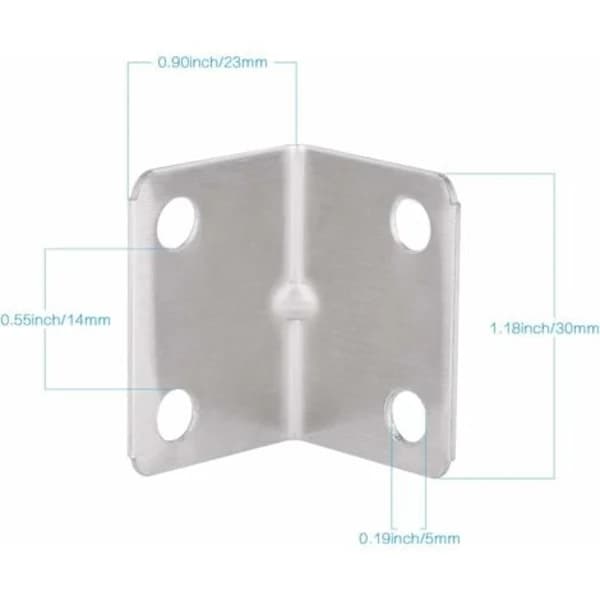 (pow yeah!) TS-100st Stainless Steel Corner Angle, Heavy Duty 90-Degree Angle, Right Angle, Small Mounting Angle for Wood, Angle Iron