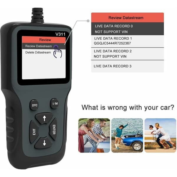 Universell OBD2 bildiagnosverktyg med franskt stöd för läsning och radering av OBDII motorfelkoder