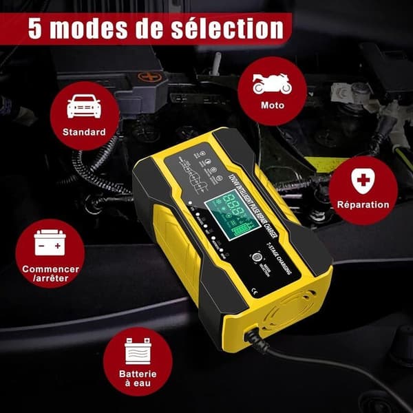 Trimec – 10A 12V/24V Smart Motorcycle Battery Charger – Touch Screen LCD – 5 Charging Modes – Overcurrent and Overheat Protection