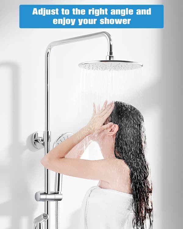 Shower Head Holder Adjustable 19-25mm Slide Bar Bracket, 360° Rotating No Drilling ABS Replacement for Bathroom RV, Chrome