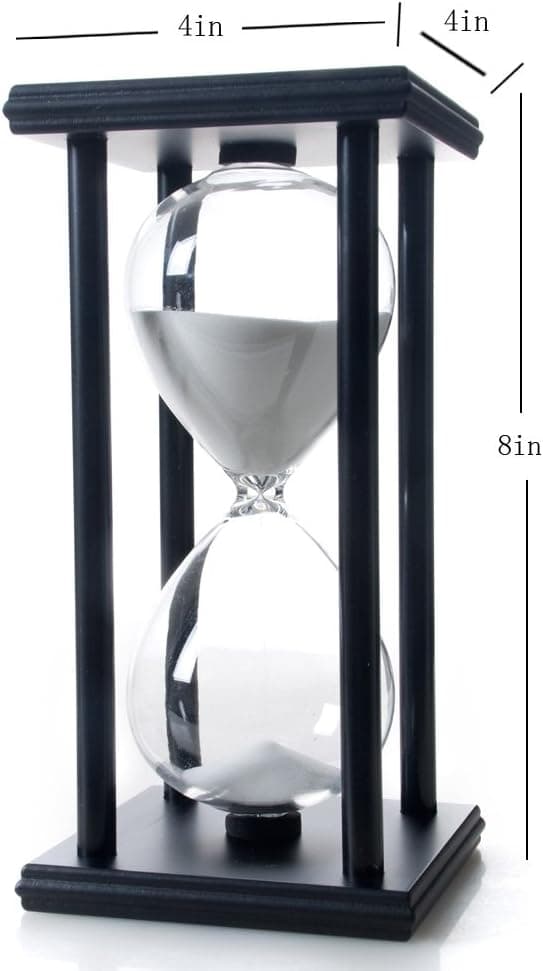 60 minutters sandur, timeglas i træ. Tid: 60 minutter (10% tidsafvigelse) 20x10x10 cm