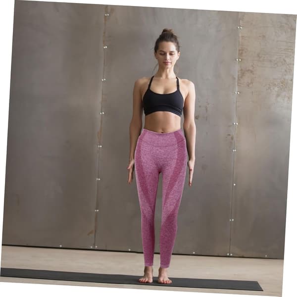Sømløse højtaljede yogaleggings til kvinder M Pink til løb