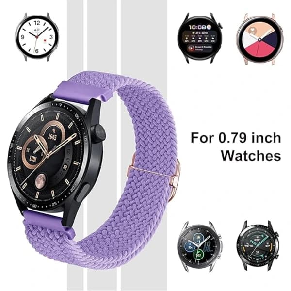 (pow yeah!) 20 mm flätade elastiska nylonband för Samsung Galaxy Watch 4/5/6/Active2 40 mm, 44 mm