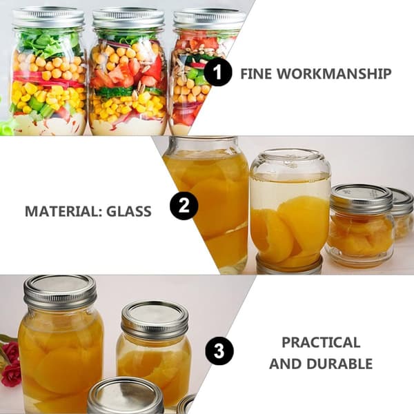 6 stycken förseglade syltburkar 500 ml glasflaskor matförvaringsbehållare