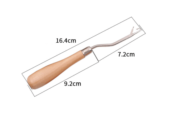 16,4 cm buet treheklenål for teppeveving og strikking
