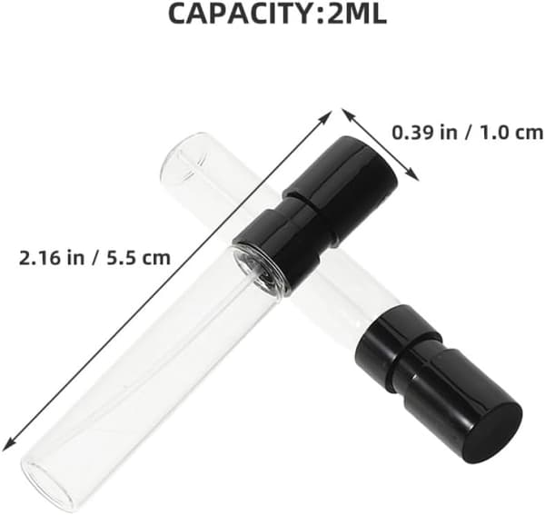 12 st 2 ml påfyllningsbara sprayflaskor i glas i resestorlek, läckagesäkra mini-atomizers för aromaterapi och kosmetiska behållare