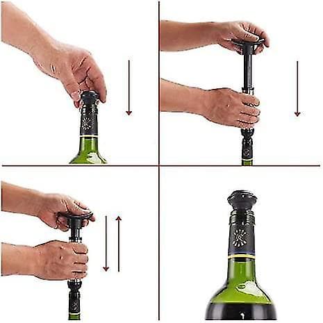 Vakuumpumpe i rustfritt stål for vinbevaring, brukes til å fjerne luft, med 4 propper