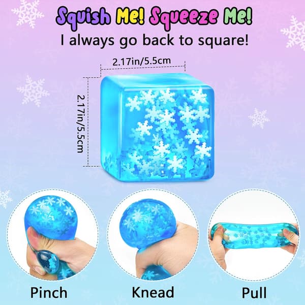 Lysende Snefnug Squishy Stresskube, Sensorisk Fidget-legetøj til autisme og angstlindring, Påskekurvfyld blå blue
