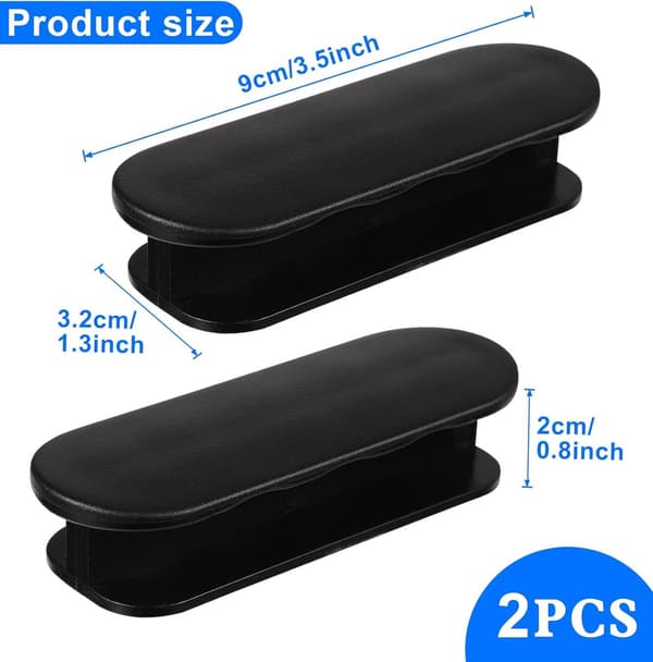 Self-adhesive sliding door handle, 2 pieces black, no drilling, for kitchen and cabinets
