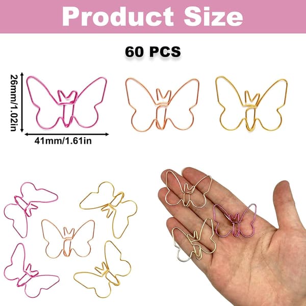 60 STK Sommerfugleformede Metal Papirclips Butterfly