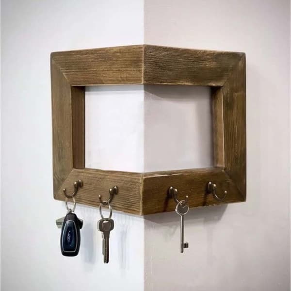Solid Wood Key Holder for Wall Mounting with Shelf, Rustic Style Organizer for Keys and Small Items Owns a house A Owns a house A