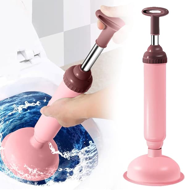 Kraftfuld toiletpumpe til afløbsrensning (pink)