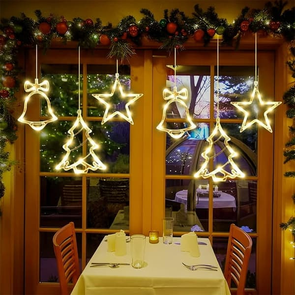 3 LED Vindus Julebelysning med Sugekopper, Kompatibel med Gran & Stjernedekor[JUN]