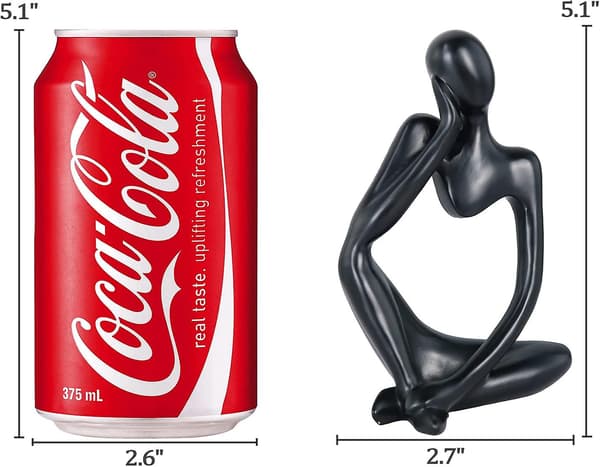 Svart Mini Thinker-skulpturdekoration för hem, vardagsrum och kontor (höger)