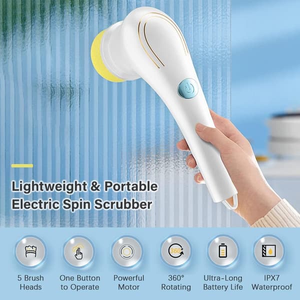 Multifunctional Cleaning Brush with Cordless Heads for Kitchen, Bathroom, Wall, Window, Tile, Bathtub, Car Cleaning