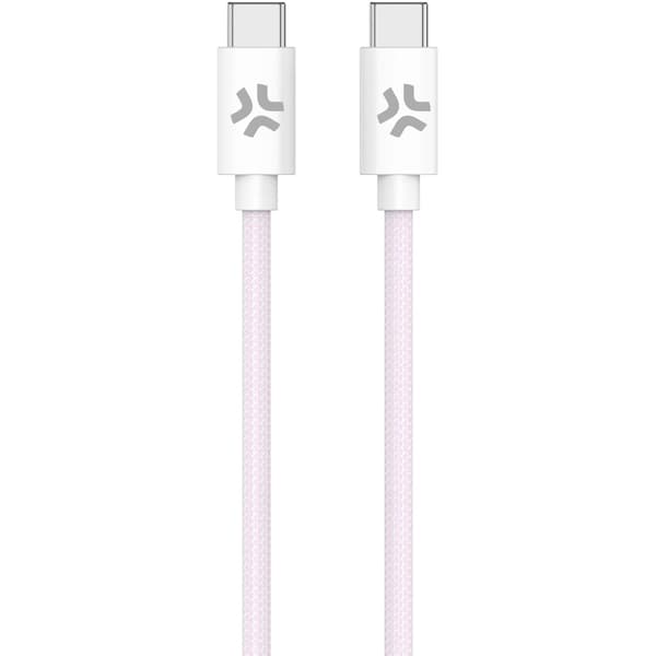 USB-C til USB-C Kabel flettet 60W 1,5m Rosa Rosa, Vit