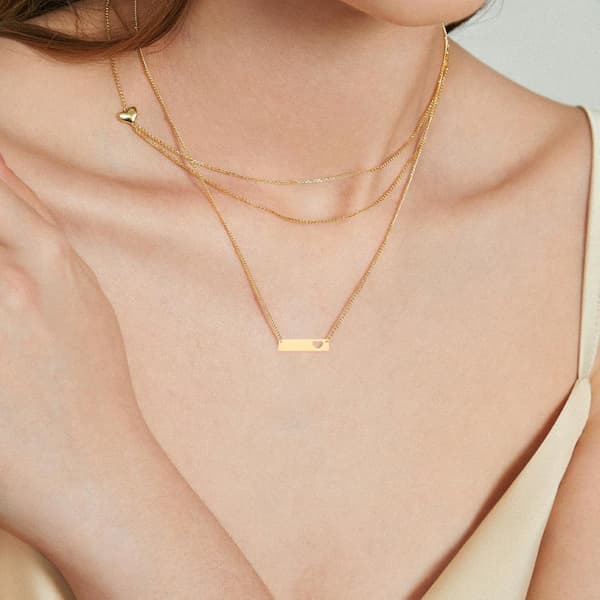 2-pack trasigt hjärthänge parhalsband silver 1,1 tum