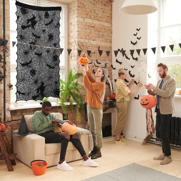 Halloween blonde gardin 42 * 84 tommer Halloween sort blonde dørgardin
