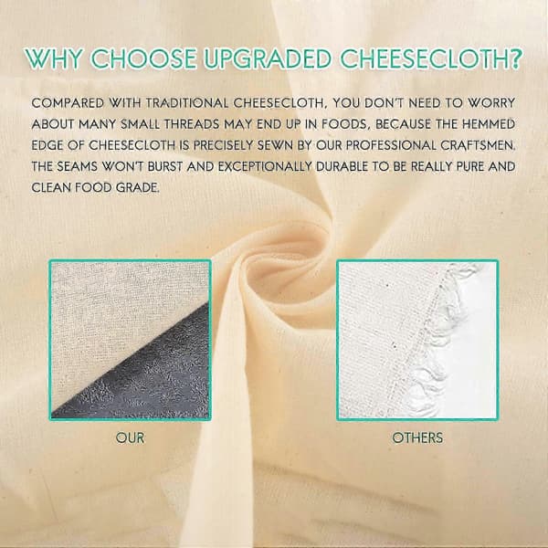 6-pack 20x20 inch Food Grade Cheesecloth, Compatible with Straining, Cooking, Baking