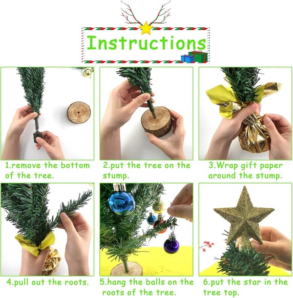 1 pc Miniature Artificial Christmas Tree in Warm Colors, Miniature Christmas Tree