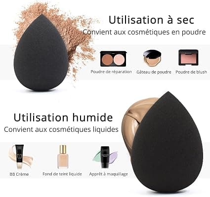 5-pak sorte makeupsvampe, latexfri og veganske
