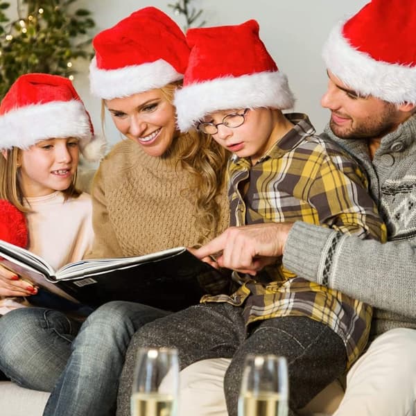 4 st Pompom Tomteluva, Vuxen Julhatt, Plysch Tomteluva, Röd San