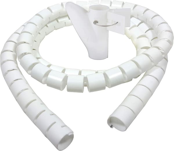 3m Skrivebordskabelstyring, Kabelstyring, Opbevaringsvindrør, Fleksibel Spiralslange, Egnet til 22mm Kabel - Hvid