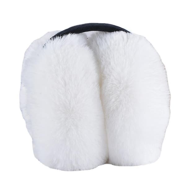Kvinders fluffy ørevarmere til koldt vejr, varme vinterpandebånd, søde slouchy ørevarmere, sort hvid White