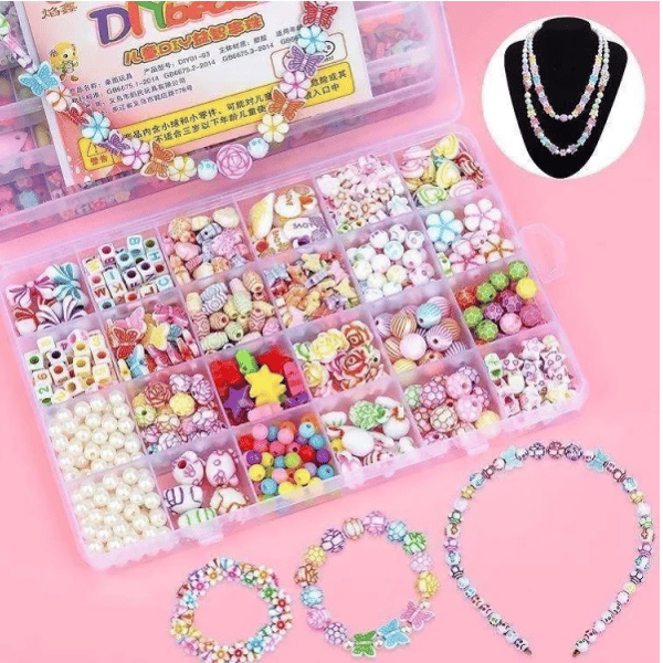 24-grid børns perlelegetøj DIY håndlavede piger håndviklede perler halskæde armbånd perler