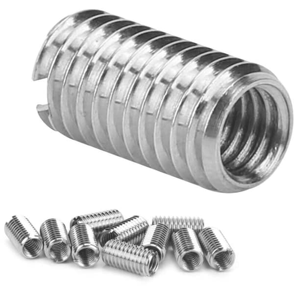 10 pcs Internal M6 1.0 External M8 1.25 Length 15 mm Threaded Inserts with Slot
