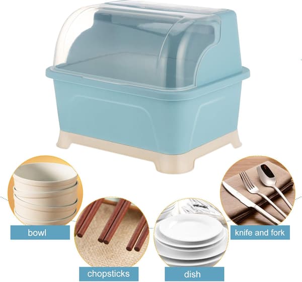Kitchen Dish Rack with Lid, Nursing Bottle Storage Box, Countertop Kitchen Utensil Cutlery Box