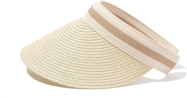 Solskærmshatte til kvinder, sommer stråhat med bred skygge, strandvisirer til udendørs camping, vandreture, løb, khaki, medium Khaki Medium