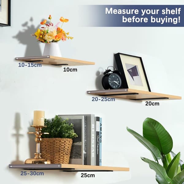 Support frame, wall mount, metal shelf brackets, floating shelf bracket, stainless steel, with screws, black, 150 mm (2 pieces)