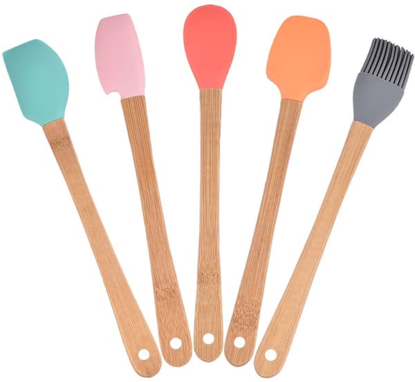 5-piece kitchen utensil set - versatile cooking tools - silicone and bamboo