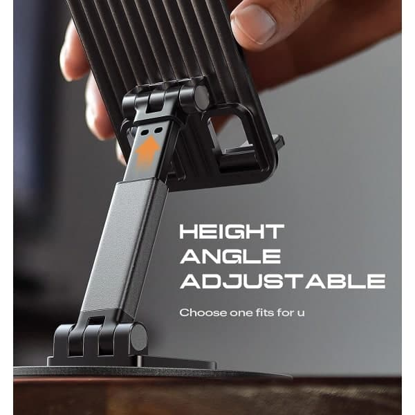 Rotatable Cell Phone Holder for Desk Foldable iPhone Stand for Desk Height Adjustable Phone Holder Portable Cradle Desk Dock