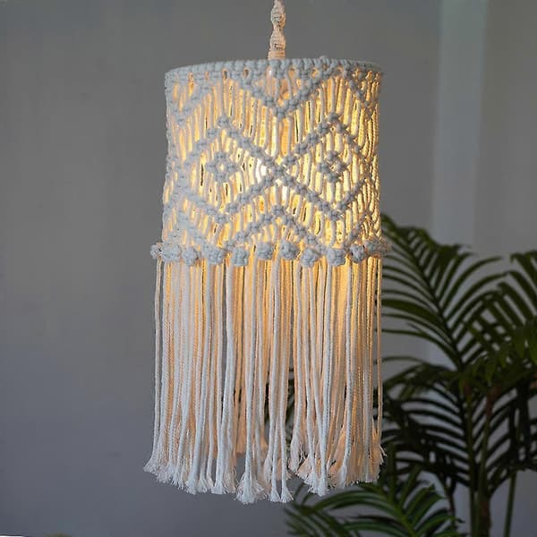 Macrame Lampshade Boho Hanging Ceiling Lamp Cover Modern Office Bedroom Decor