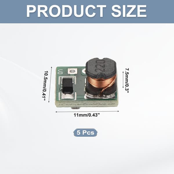 DC-DC Boost Converter Spenningsregulator Step Up Modul Mini 0.9-5V til 5V 0.48A for Strømjustering Transformatorer 5 Stk - 5 Stk