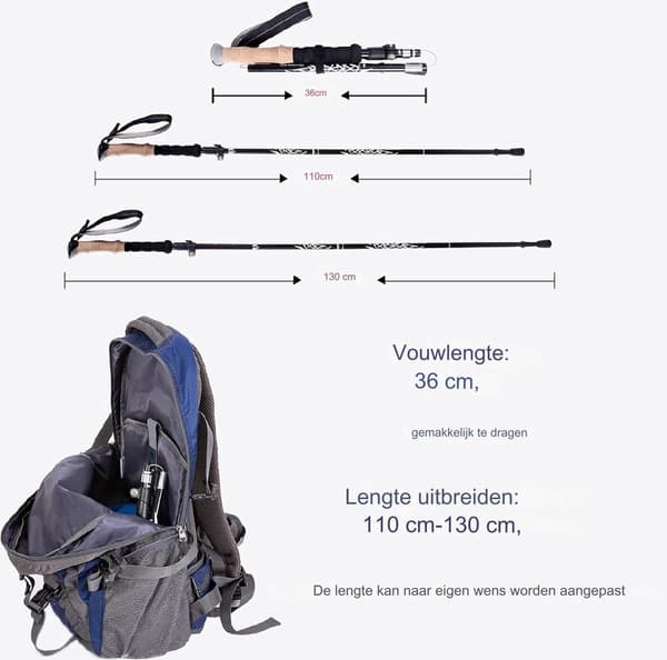 Nordic Walking Poles Adjustable Foldable Trekking Antishock Ultralight