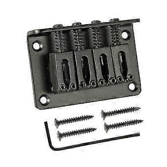 4-string Chrome Hard-tail Bridge for Cigar Box Guitars, Electric Ukulele and More, Black