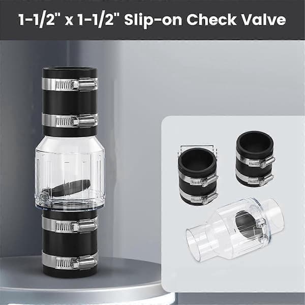 1-1/2 inch Backflow Preventer, Silent Sump Pump Check Valve Replacement with Spring-Loaded Flapper, for 1 1/2